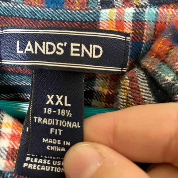 Lands End Flannel Shirt Men’s Sz 2XL Soft Preppy‎ Casual Plaid Cotton - Picture 3 of 7